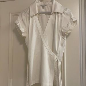 White wrap top with long ties
